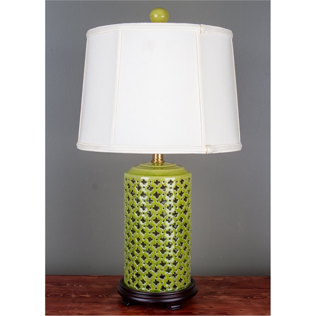 Danny's Fine Porcelain Porcelain Lattice Lamp Base Lamp - Green