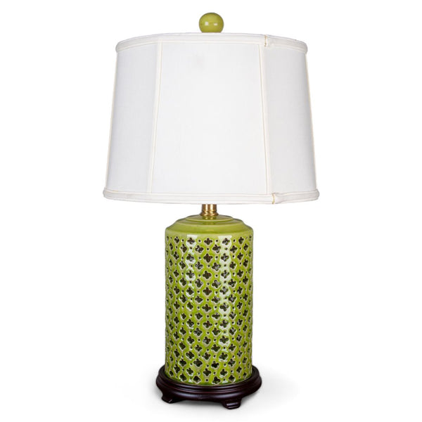 Danny's Fine Porcelain Porcelain Lattice Lamp Base Lamp - Green