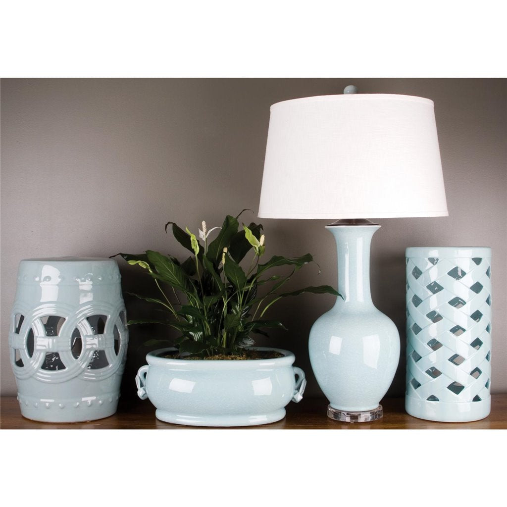 Danny's Fine Porcelain 9"l X 9w X 18h Porcelain Lattice Umbrella Stand-Light Blue