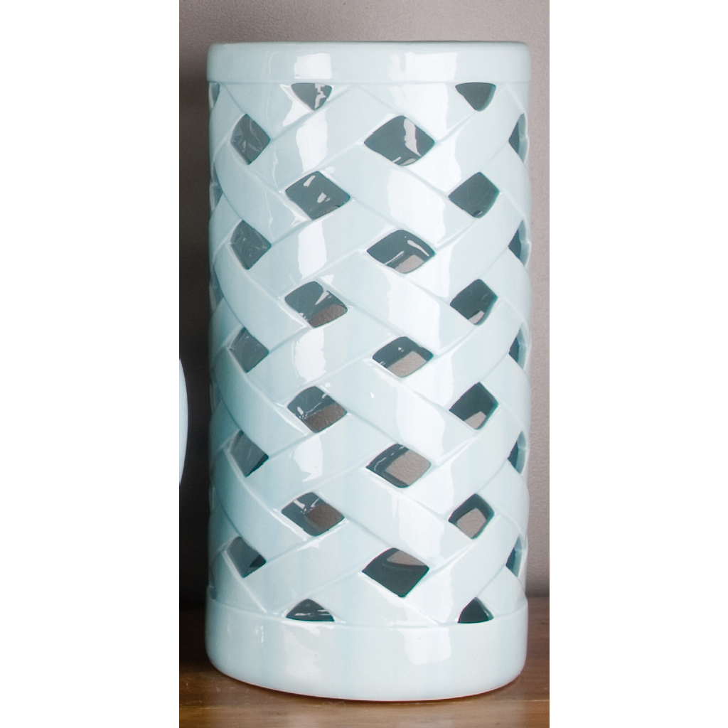 Danny's Fine Porcelain 9"l X 9w X 18h Porcelain Lattice Umbrella Stand-Light Blue