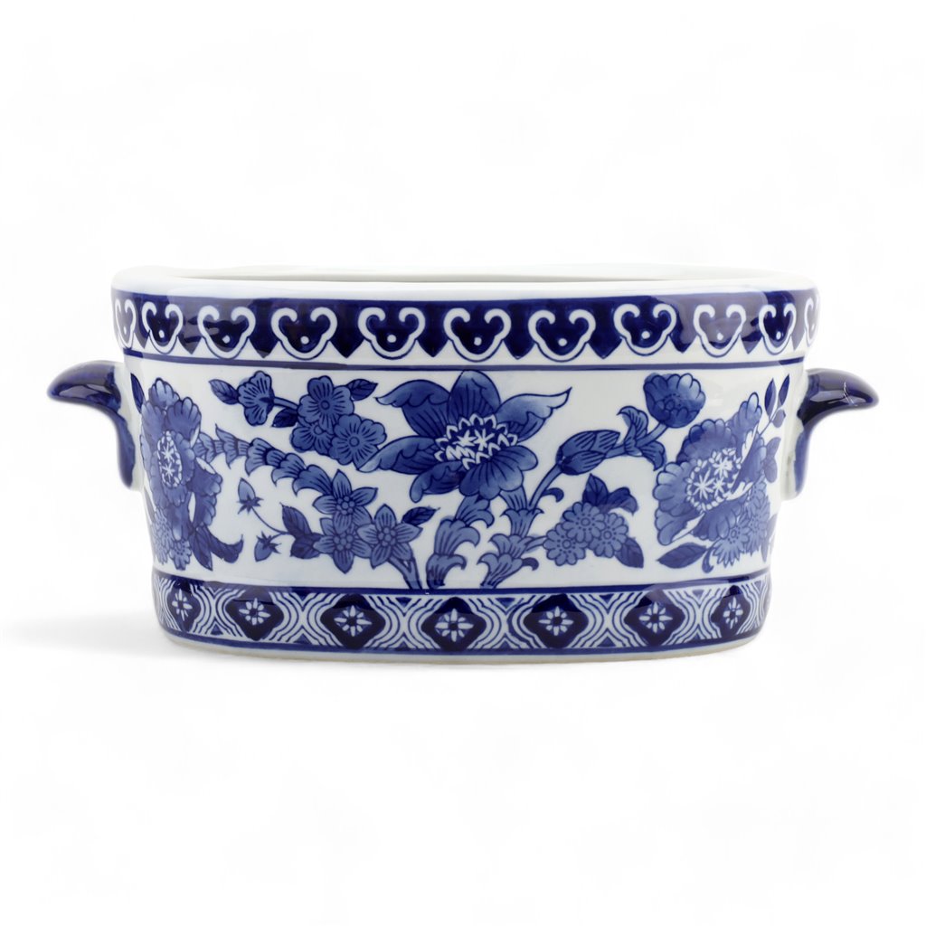 Danny's Fine Porcelain 16"oval Basin Blue & White Flower