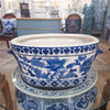 Danny's Fine Porcelain 16"oval Basin Blue & White Flower