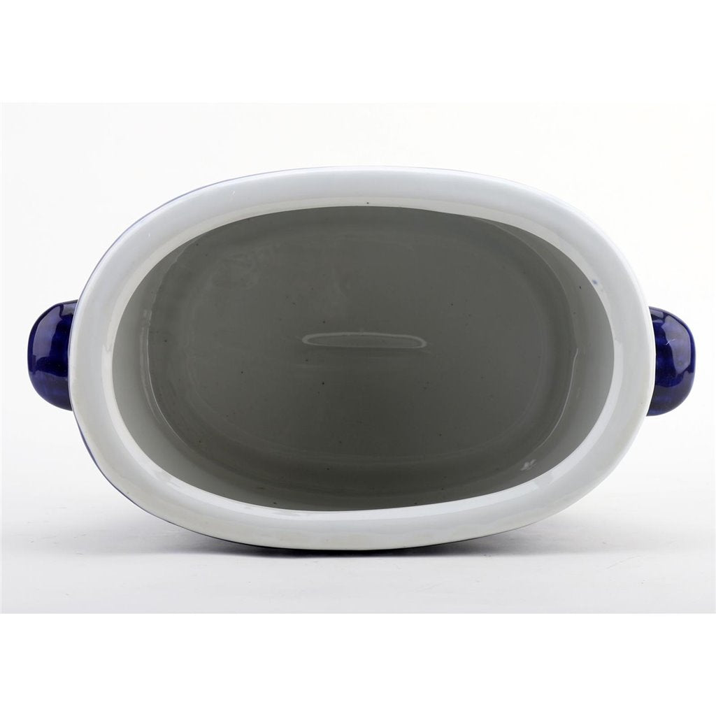 Danny's Fine Porcelain 16"oval Basin Blue & White Flower