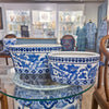 Danny's Fine Porcelain 16"oval Basin Blue & White Flower