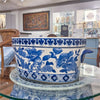 Danny's Fine Porcelain 16"oval Basin Blue & White Flower