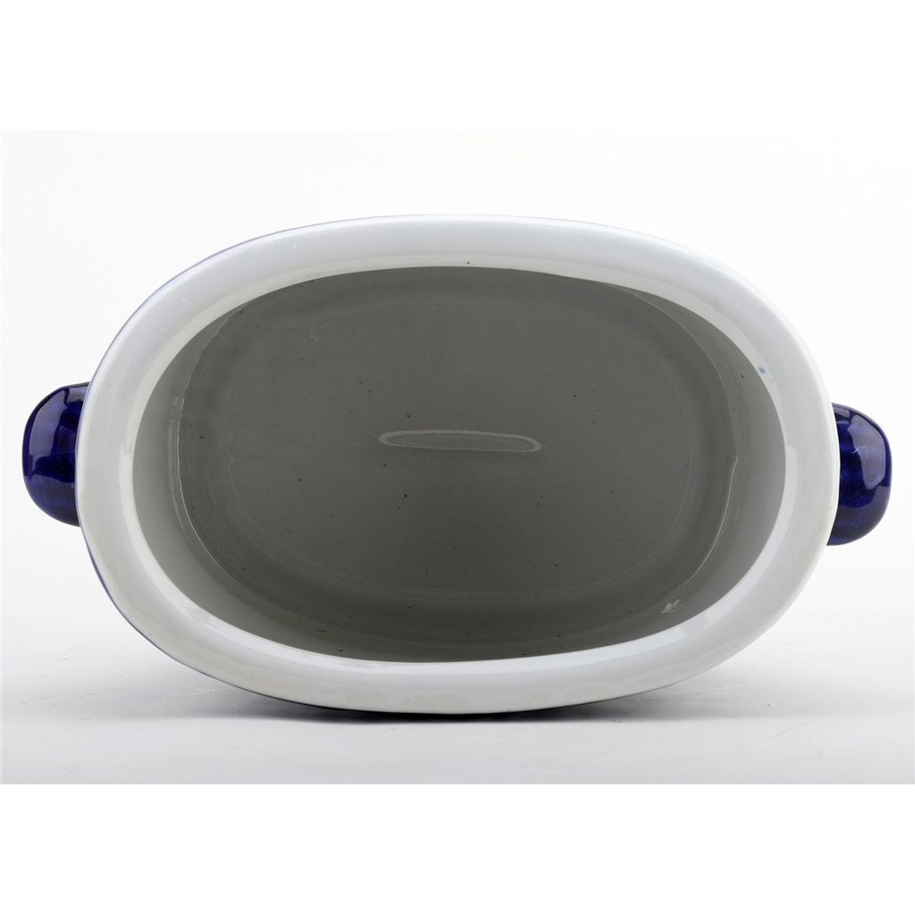 Danny's Fine Porcelain 16"oval Basin Blue & White Flower