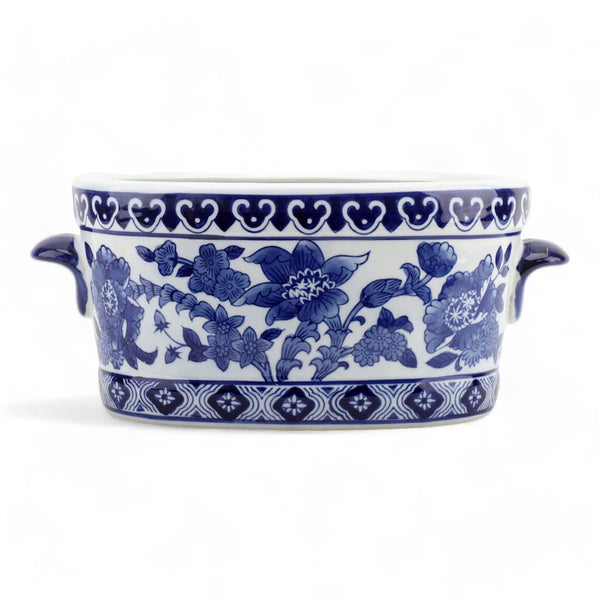Danny's Fine Porcelain 16"oval Basin Blue & White Flower