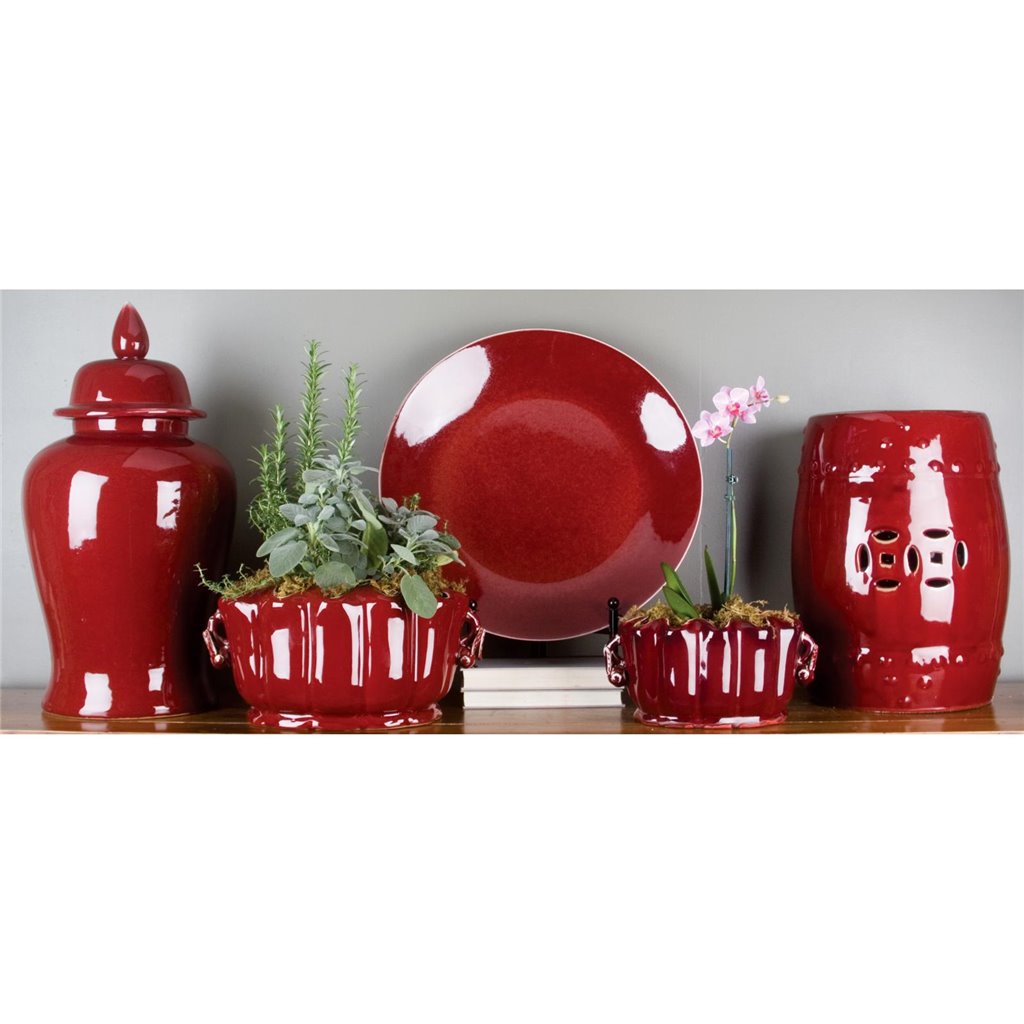Danny's Fine Porcelain Pomegranate Planter - Oxblood Red