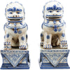 Danny's Fine Porcelain Pair of Lucky Foo Dog-Blue & White