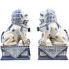 Danny's Fine Porcelain Pair of Lucky Foo Dog-Blue & White