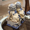 Danny's Fine Porcelain Pair of Lucky Foo Dog-Blue & White