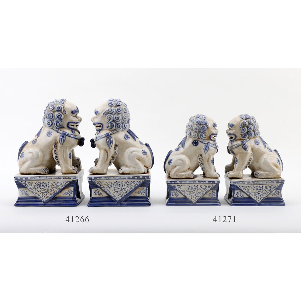 Danny's Fine Porcelain Small Pair of Lucky Foo Dog-Blue & White