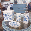 Danny's Fine Porcelain Blue & White Square Tissue Box Cover in Embossed Bird Pattern