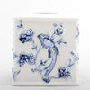 Danny's Fine Porcelain Blue & White Square Tissue Box Cover in Embossed Bird Pattern