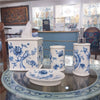 Danny's Fine Porcelain Blue & White Square Tissue Box Cover in Embossed Bird Pattern