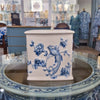 Danny's Fine Porcelain Blue & White Square Tissue Box Cover in Embossed Bird Pattern