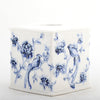 Danny's Fine Porcelain Blue & White Square Tissue Box Cover in Embossed Bird Pattern
