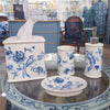 Danny's Fine Porcelain Blue & White Square Tissue Box Cover in Embossed Bird Pattern