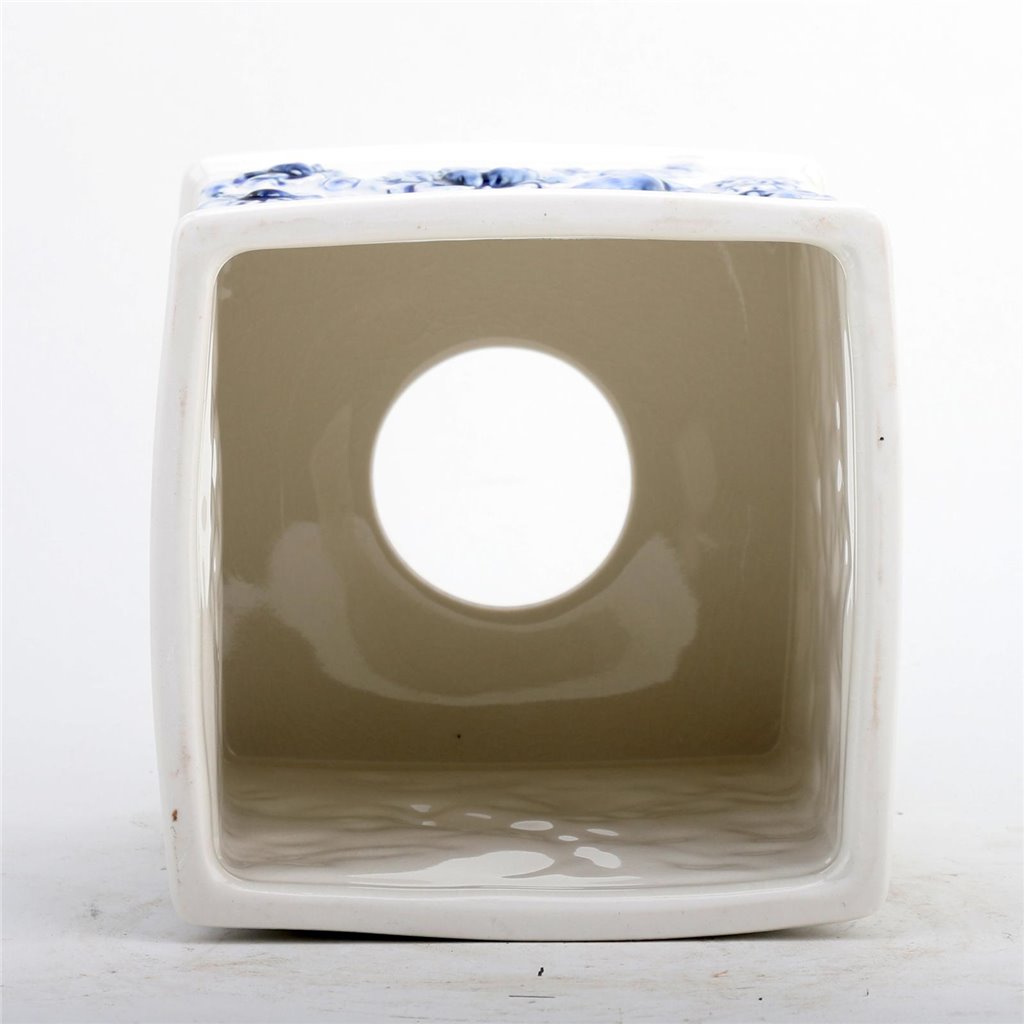 Danny's Fine Porcelain Blue & White Square Tissue Box Cover in Embossed Bird Pattern