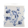 Danny's Fine Porcelain Blue & White Square Tissue Box Cover in Embossed Bird Pattern