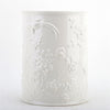 Danny's Fine Porcelain Off White Round Waste Bin in Embossed Bird Pattern