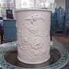 Danny's Fine Porcelain Off White Round Waste Bin in Embossed Bird Pattern