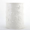 Danny's Fine Porcelain Off White Round Waste Bin in Embossed Bird Pattern