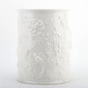 Danny's Fine Porcelain Off White Round Waste Bin in Embossed Bird Pattern