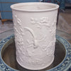 Danny's Fine Porcelain Off White Round Waste Bin in Embossed Bird Pattern