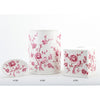 Danny's Fine Porcelain Pink and White Round Waste Bin in Embossed Bird Pattern