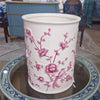 Danny's Fine Porcelain Pink and White Round Waste Bin in Embossed Bird Pattern