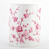 Danny's Fine Porcelain Pink and White Round Waste Bin in Embossed Bird Pattern