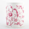 Danny's Fine Porcelain Pink and White Round Waste Bin in Embossed Bird Pattern