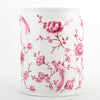 Danny's Fine Porcelain Pink and White Round Waste Bin in Embossed Bird Pattern