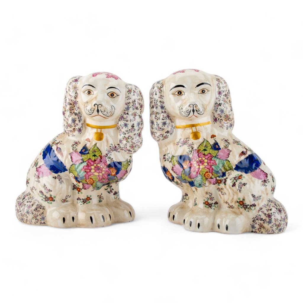 Danny's Fine Porcelain Classic Staffordshire Dogs with A Twist! Pair of Porcelain 41345
