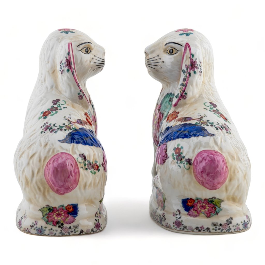 Danny's Fine Porcelain Classic Staffordshire Bunnies with A Twist! Pair of Porcelain 41346