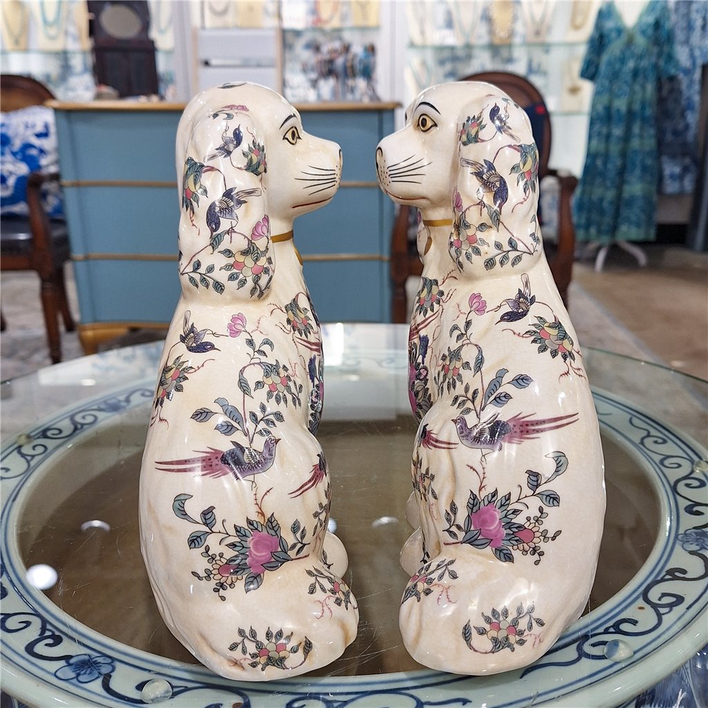 Danny's Fine Porcelain Classic Staffordshire Dogs with A Twist! Pair of Porcelain 41348
