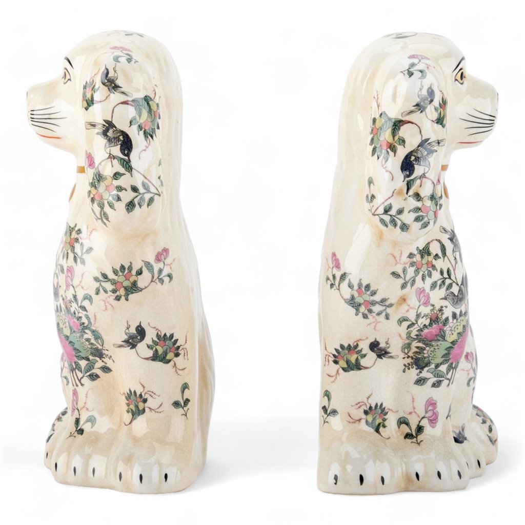 Danny's Fine Porcelain Classic Staffordshire Dogs with A Twist! Pair of Porcelain 41348