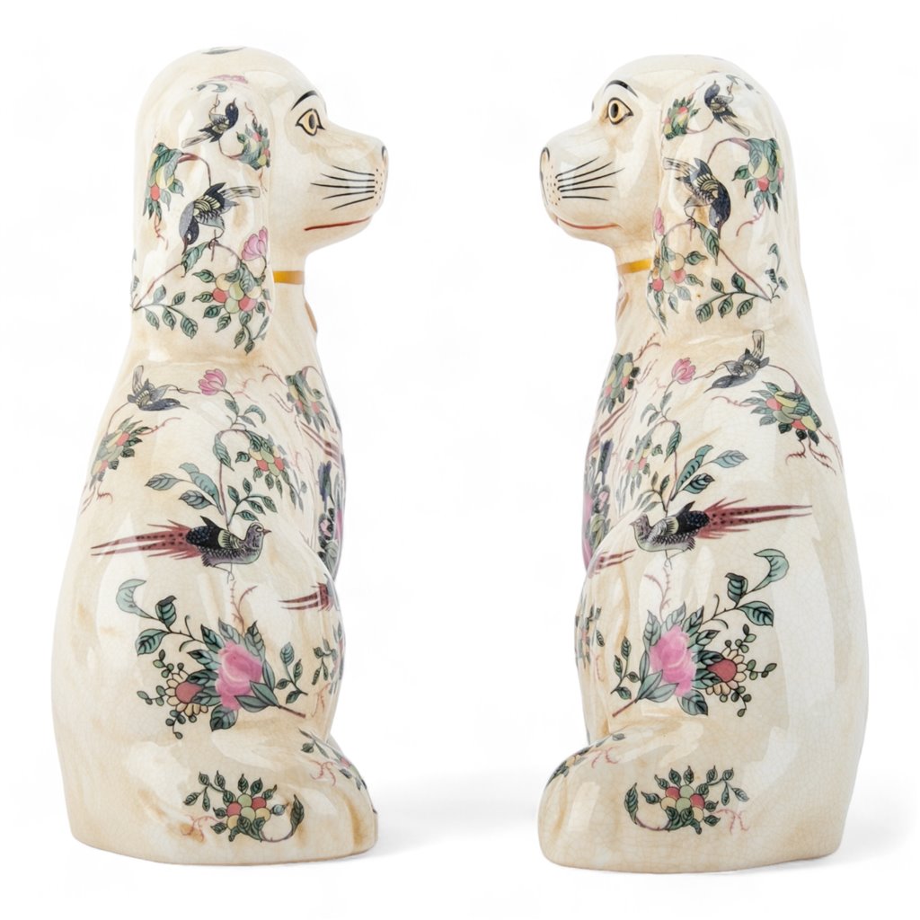 Danny's Fine Porcelain Classic Staffordshire Dogs with A Twist! Pair of Porcelain 41348