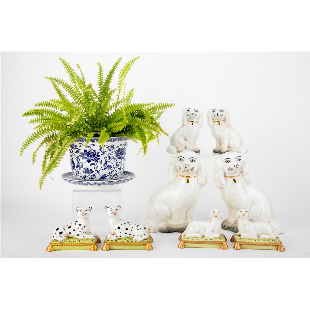 Danny's Fine Porcelain Blue & White Planter and Saucer Set of 2