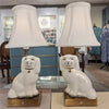 Danny's Fine Porcelain Cordless Battery Rechargable Touch Lamp -White Cream Dog-Pair - Left and Right