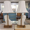 Danny's Fine Porcelain Cordless Battery Rechargable Touch Lamp -White Cream Dog-Pair - Left and Right