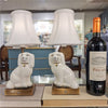 Danny's Fine Porcelain Cordless Battery Rechargable Touch Lamp -White Cream Dog-Pair - Left and Right