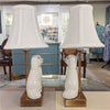 Danny's Fine Porcelain Cordless Battery Rechargable Touch Lamp -White Cream Dog-Pair - Left and Right