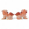 Danny's Fine Porcelain Pair of Bigger Lucky Foo Dog-Vermillion Waves