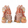 Danny's Fine Porcelain Pair of Bigger Lucky Foo Dog-Vermillion Waves