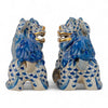 Danny's Fine Porcelain Pair of Bigger Lucky Foo Dog-Azure Waves