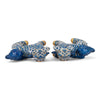 Danny's Fine Porcelain Pair of Bigger Lucky Foo Dog-Azure Waves