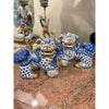Danny's Fine Porcelain Pair of Bigger Lucky Foo Dog-Azure Waves