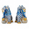 Danny's Fine Porcelain Pair of Bigger Lucky Foo Dog-Azure Waves